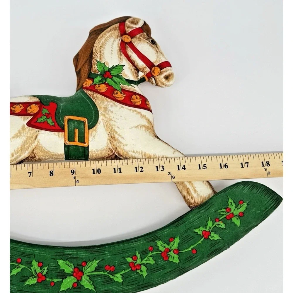 Christmas Rocking Horse Stand Up Decor‎ Quilted Fabric Holiday Shelf Tabletop